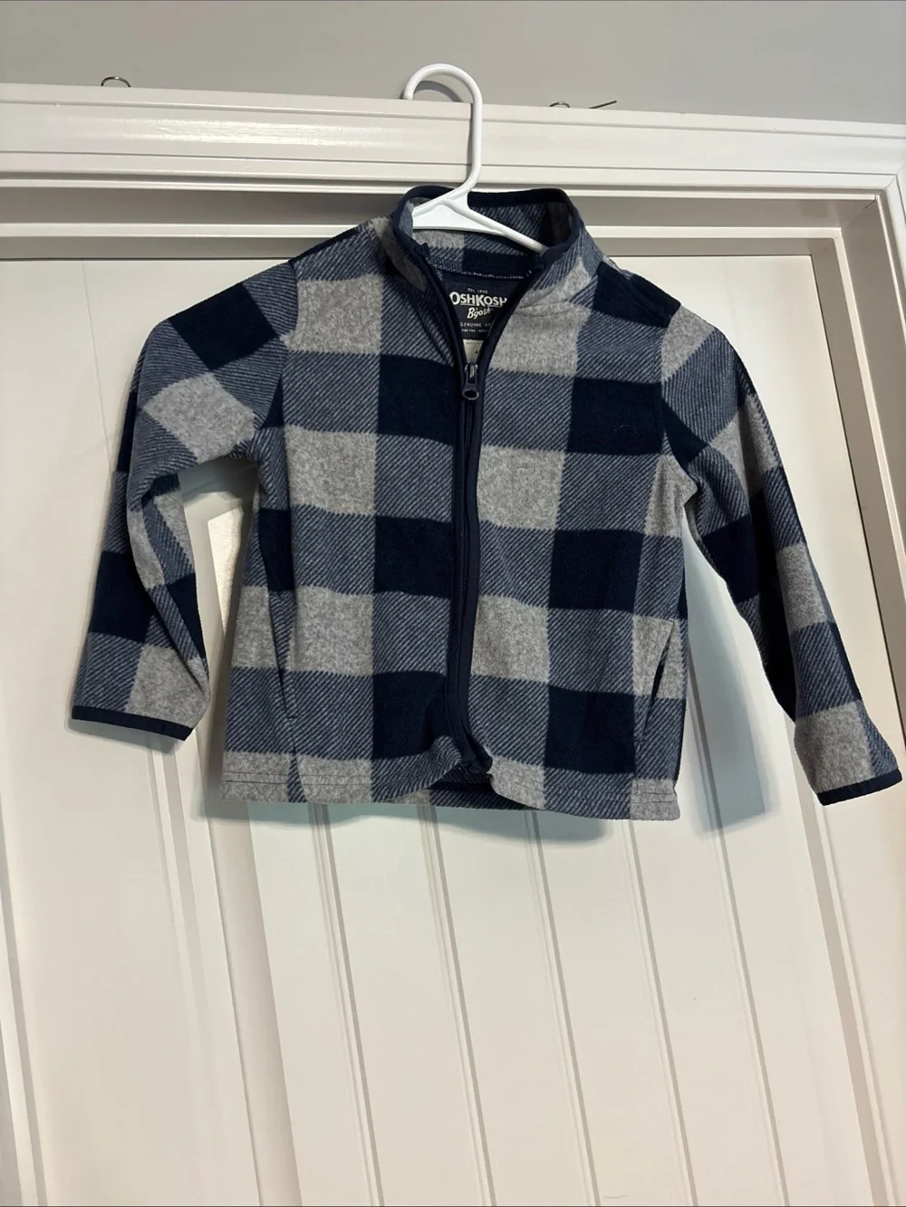 OshKosh B'gosh Navy & Gray Buffalo Plaid Zip-Up